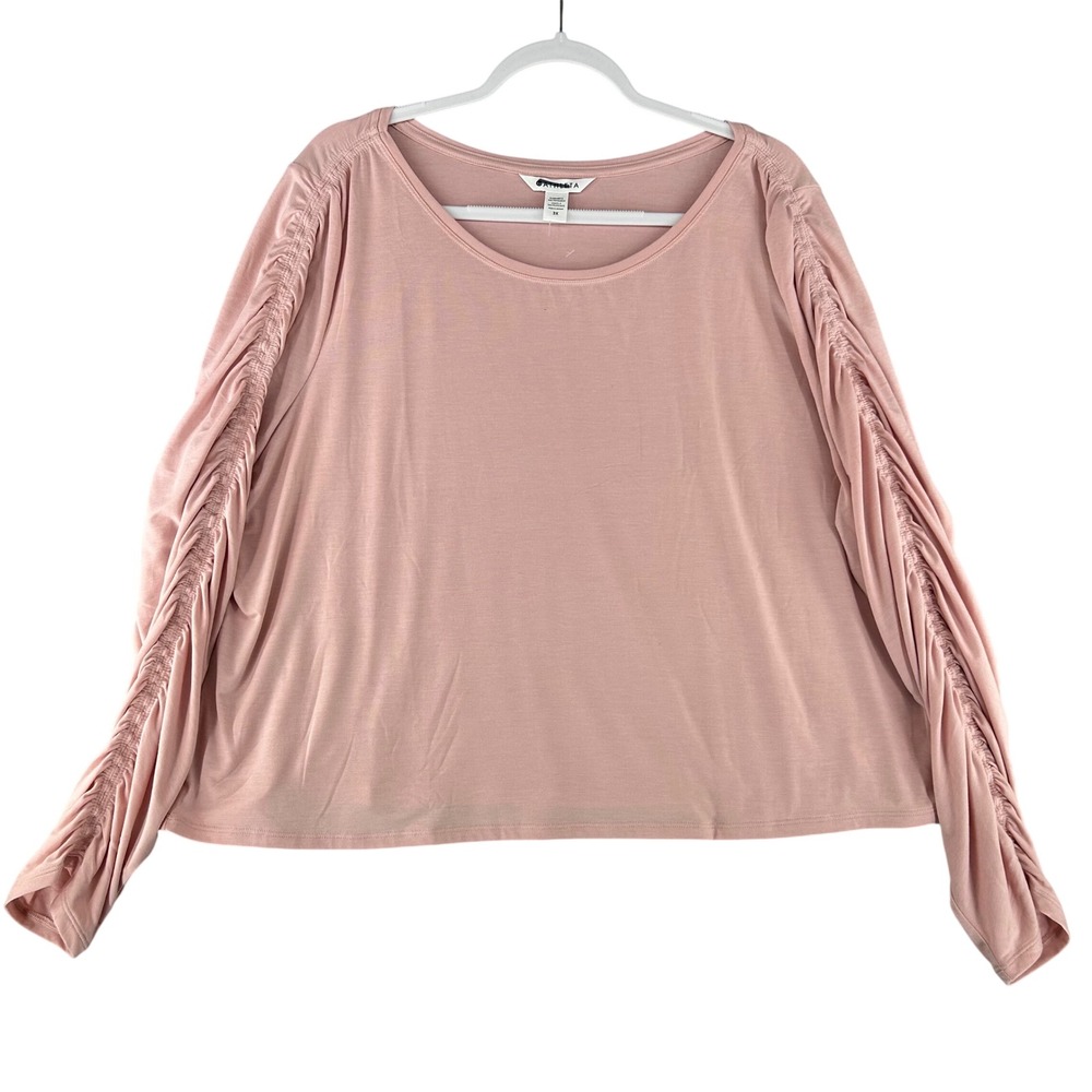 Athleta All Around Ruched‎ Top Blush Pink Long Sleeve Womens Plus Size 3X